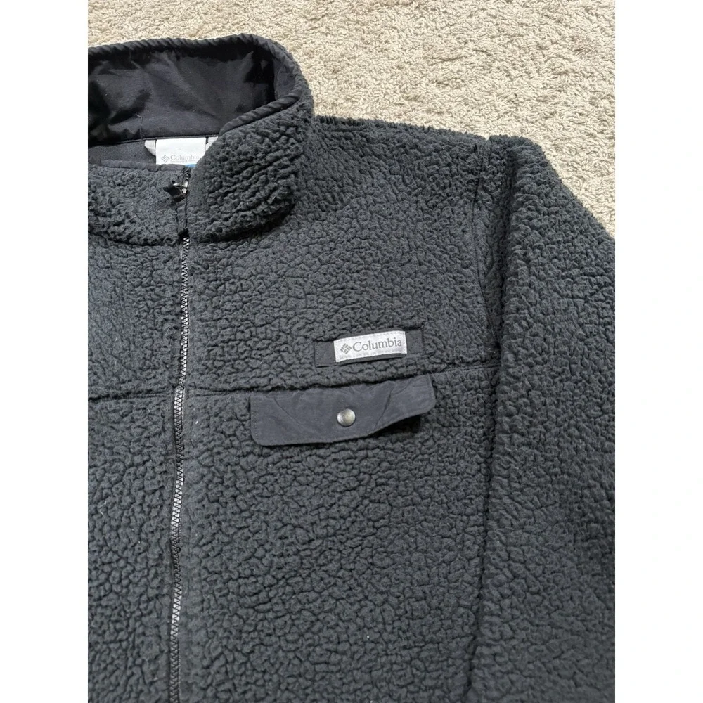 Columbia Fleece Sherpa Jacket Black L Winter Cozy Gorpcore Outdoor‎ Streetwear L